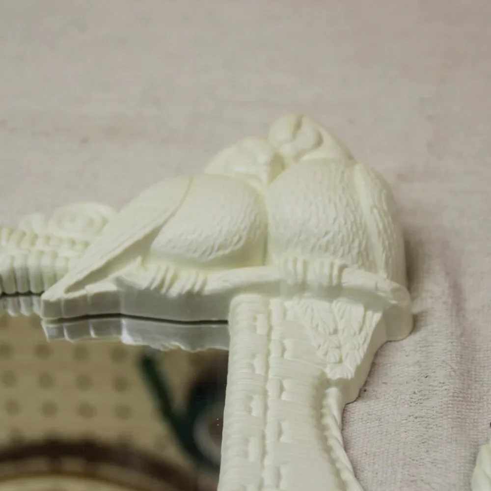 Vintage MCM Love Birds Mirrors Set Of 2 Faux Wicker